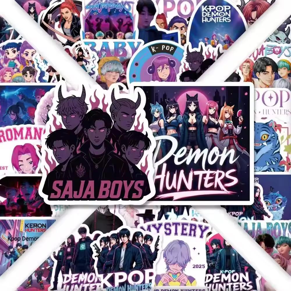 50PCS Anime KPOP Demon Hunters Stickers Saja Boys Group Anime Demon Hunters Derpy Tiger Waterproof Stickers for DIY Decoration