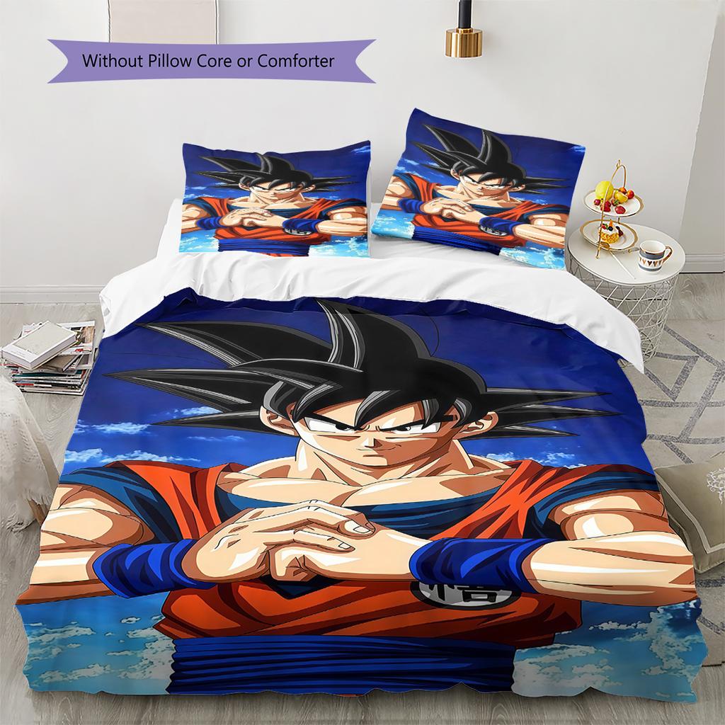 Постельное белье с рисунком DRAGON BALL, Комплект с одеялом, Пододеяльник, Наволочка, Домашний подарок на день рождения (1 пододеяльник + 2 наволочки, без наполнителя)