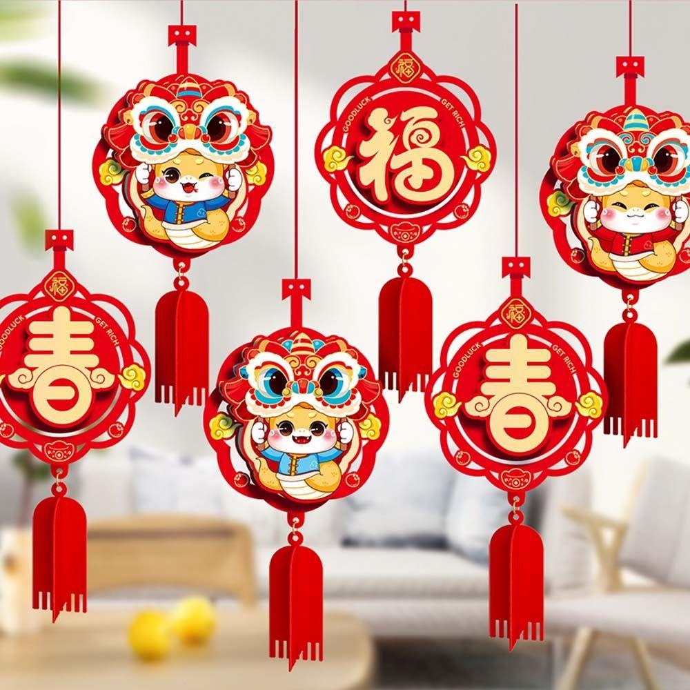 6pcs 3D Chinese Snake Year Pendants Traditional Spring Festival Supplies Home Living Room Decor