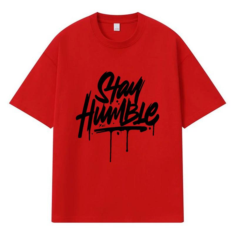 2026 Stay Humble Графическая футболка Streetwear Y2k Harajuku Мужская Женская Одежда 100% Хлопок Повседневная Оверсайз Летняя Мужская Футболка