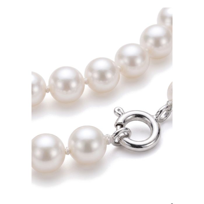 Collier - PEARLS &amp; COLORS - Prestige - Perle d'eau douce ronde 8–9 mm - Blanc AAA+ - Or blanc 9 ct