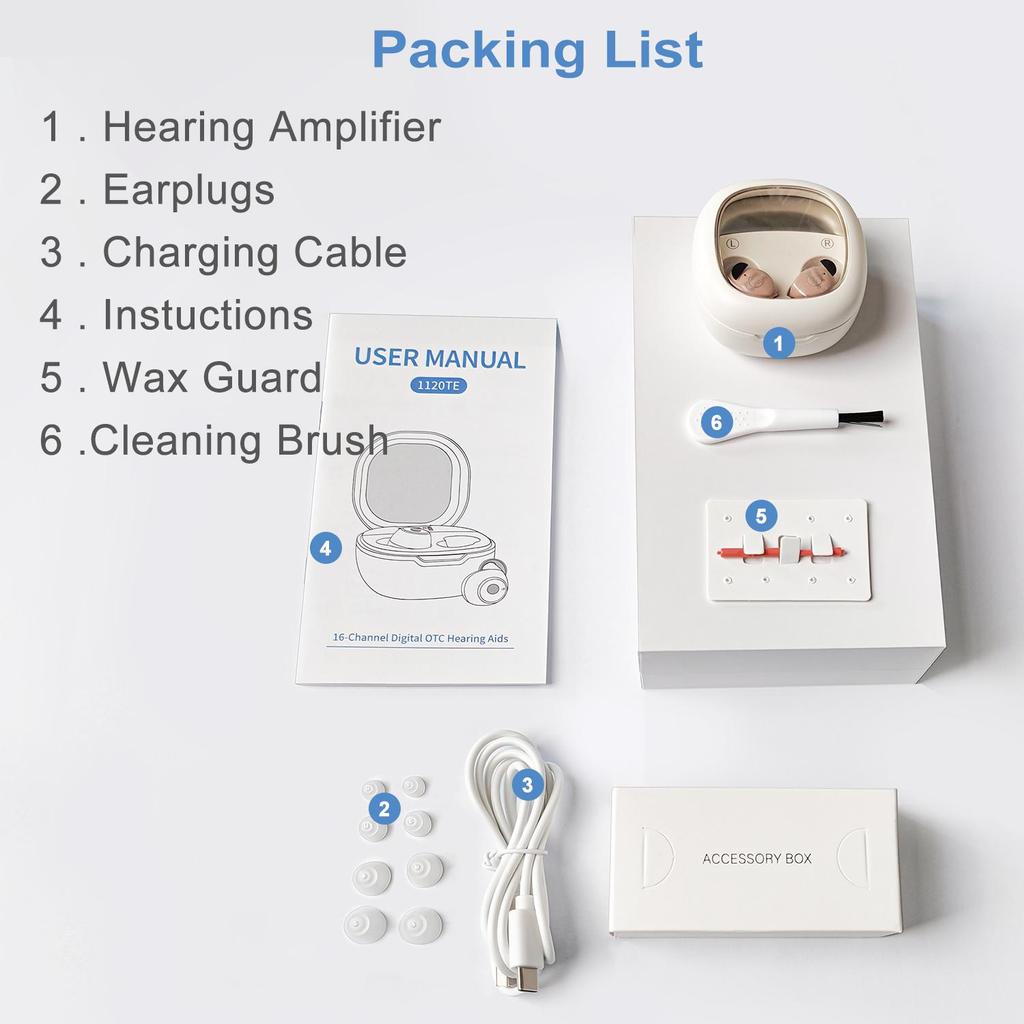 16 Channels Hearing Aid For Deafness Elderly Bluetooth Hearing Aids App Control Rechargeable Sound Amplifier with LED Display