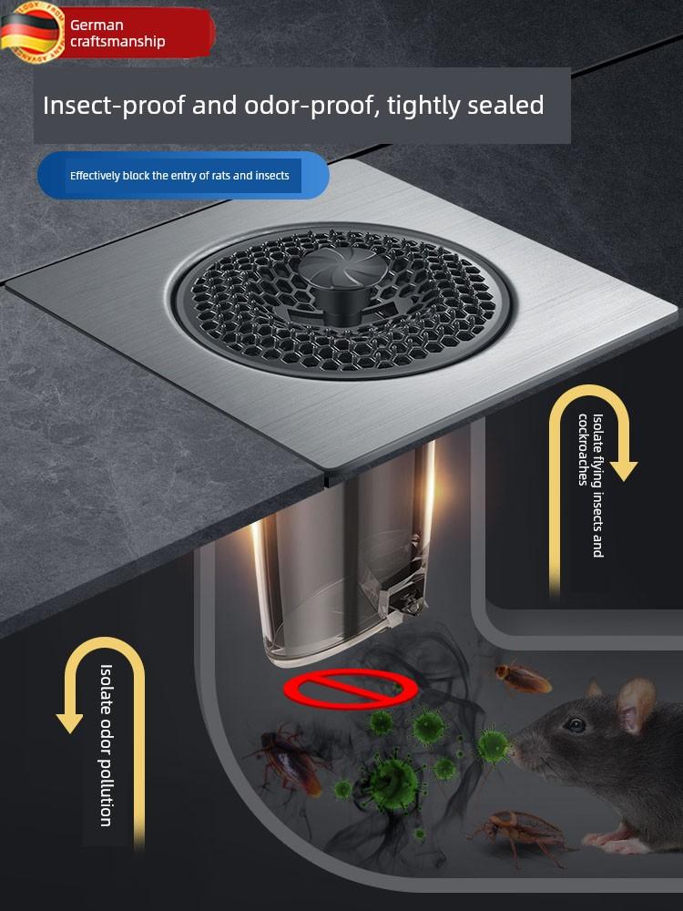 Universal Bathroom Drain Hair Filter Net, Stainless Steel Anti-Odor Device with Closed Cover to Prevent Odor Return