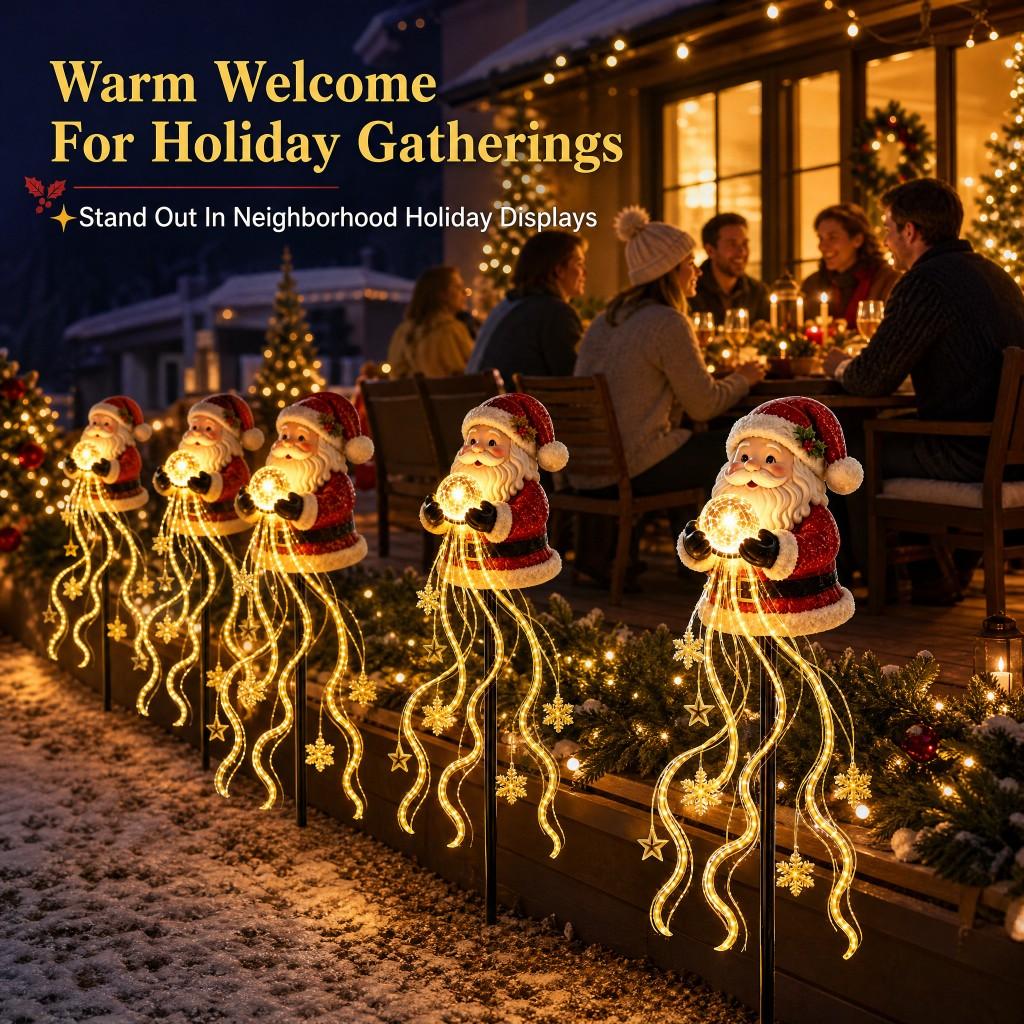 Solar Snowman Light Outdoor Christmas Decor with Flowing Snowflake LED Fountain - No Wire Solar Yard Art for Garden