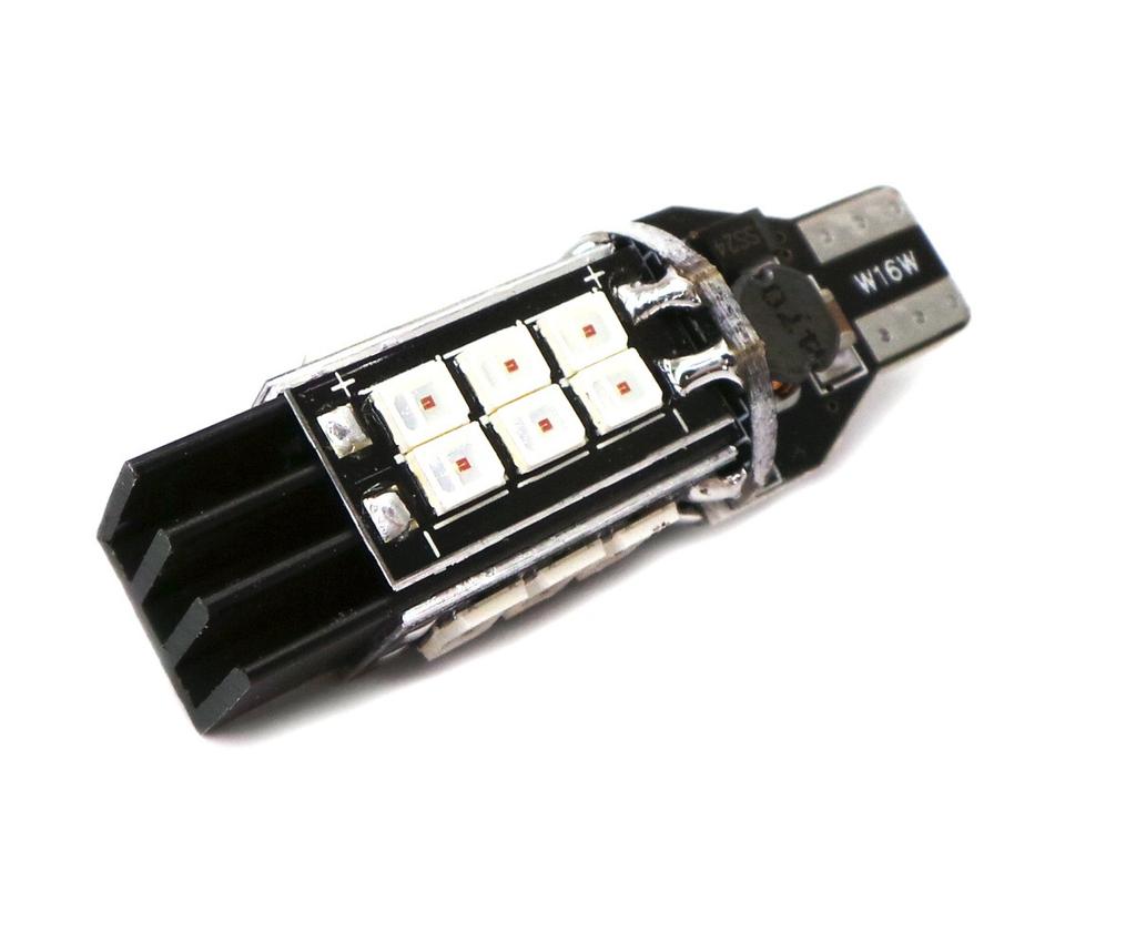 2 Pcs LED Bulb T15, W161W 12V-24V 1400lm CANBUS Red Very Strong Off-Road