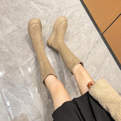 Новое место, но женские ботфорты 2025 новые осенне-зимние одинарные ботинки на толстой подошве-маффин, ботинки Мартина с тонким длинным голенищем, шлифовка