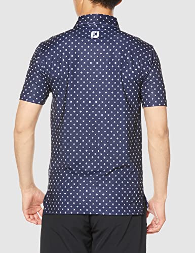 FootJoy Modern Classic Engineered Print Short Sleeve Shirt, Navy, Men's XL (80438-XL)