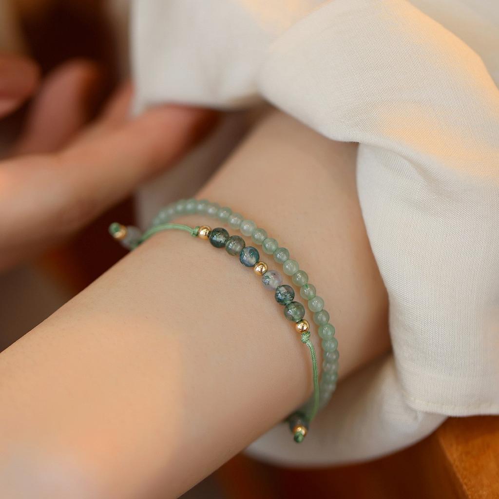 Recommended jewelry: aquamarine, agate, and grape stone bracelet Niche original design light luxury style gift bracelet