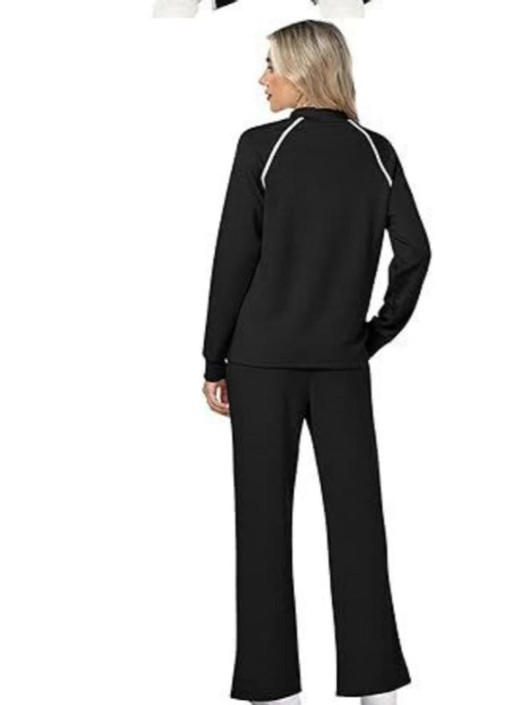 Женский комплект с круглым вырезом, длинными рукавами, эластичными брюками и свитшотом с разрезом