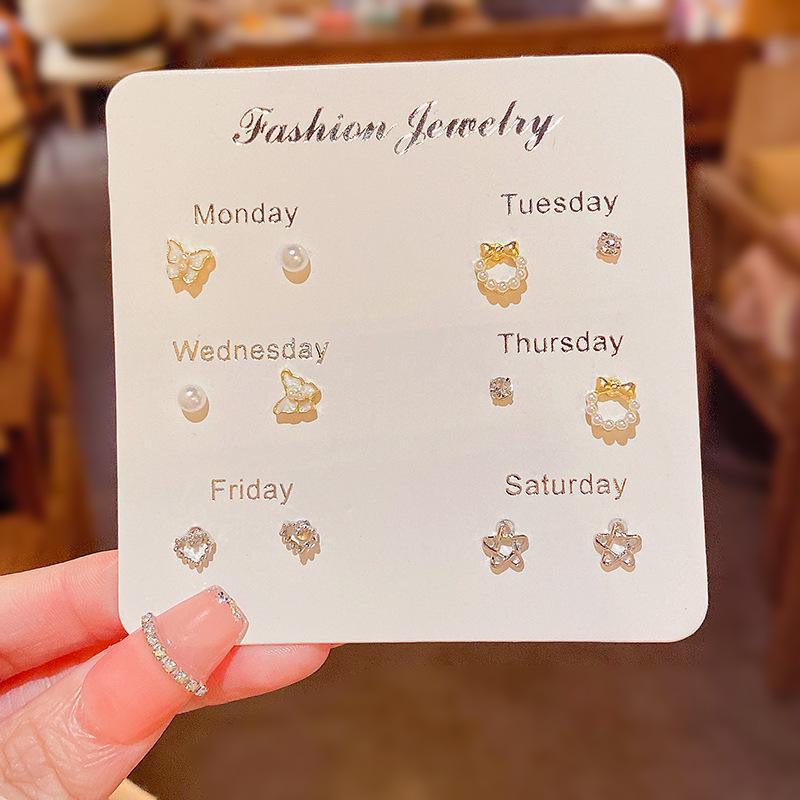 Комплект из 12 серег-бабочек из жемчуга и серебра для женщин и студенток