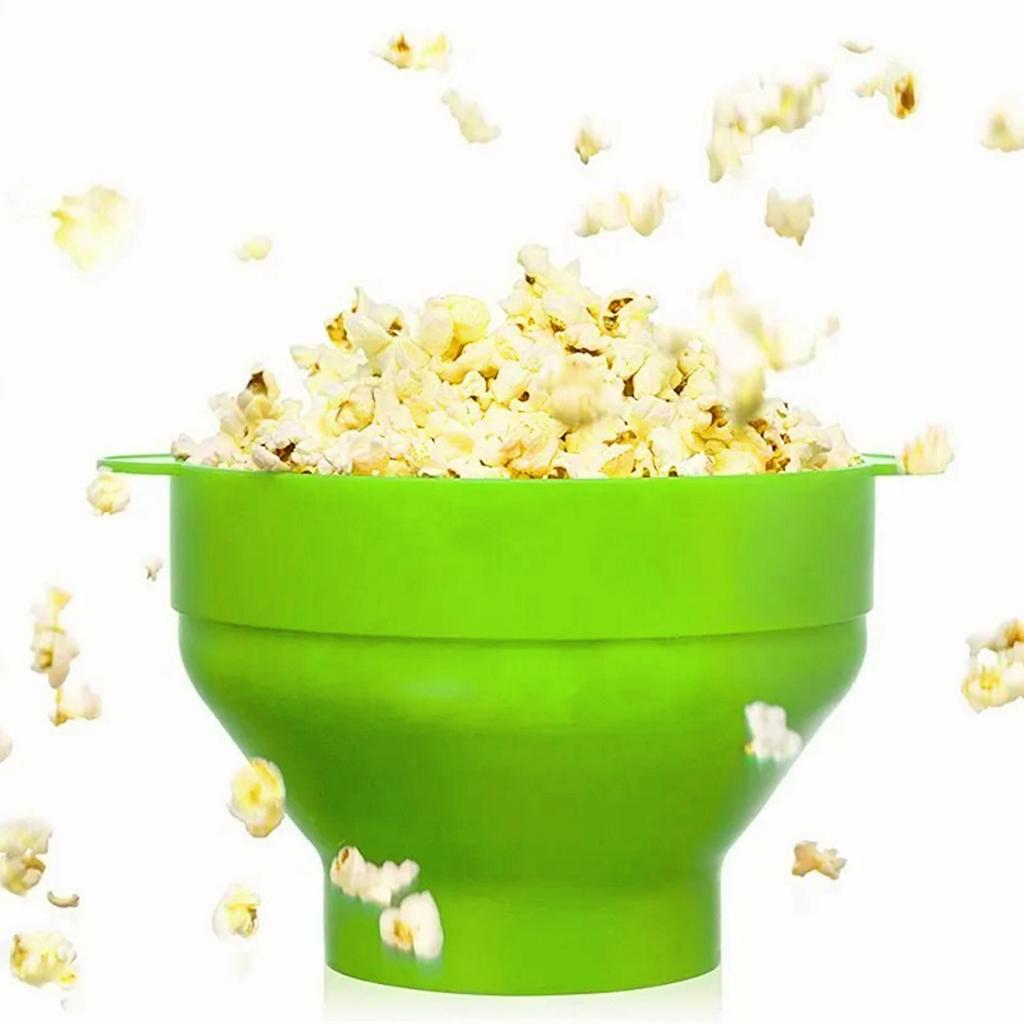 Microwave Silicone Popcorn Popper Collapsible Silicone Popcorn Maker Bowl with Handle Lid