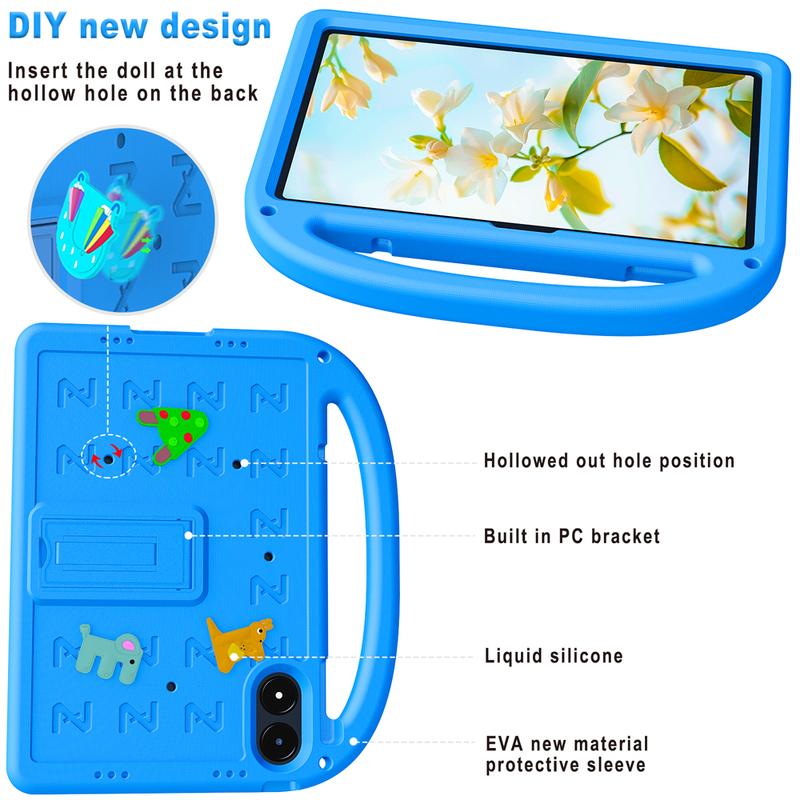 Portable Kids Cartoon Tablet Cases For Samsung Tab A9 Plus and Xiaomi Poco Pad M1 7/7Pro Redmi Pad 2 Pro SE Cover Fundas Shockproof EVA+PC Stand