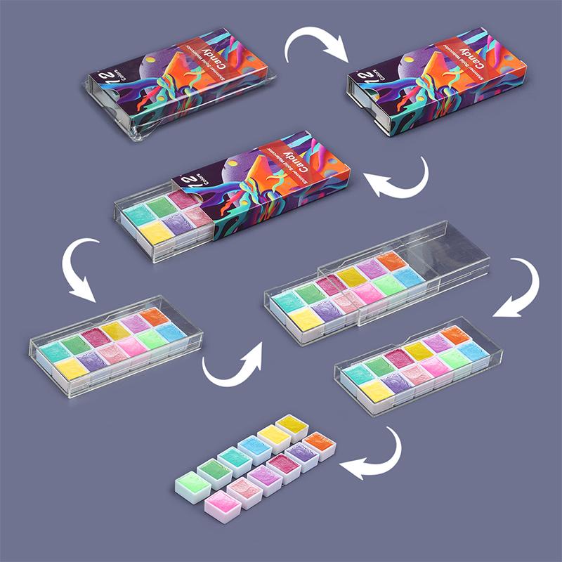 6/12 Colors Watercolor Paint Set Solid Watercolors Pigments Portable Travel Watercolor Kit Metallic Glitter For Artists School Stationery