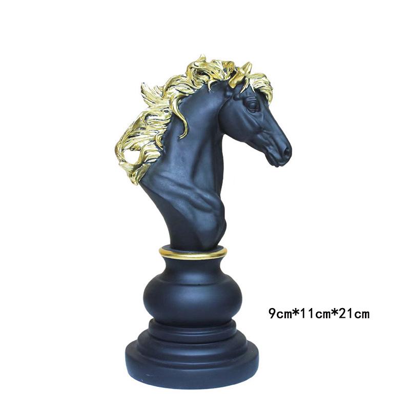 Black and White Chess Piece Resin Figurine for Creative Home Decor