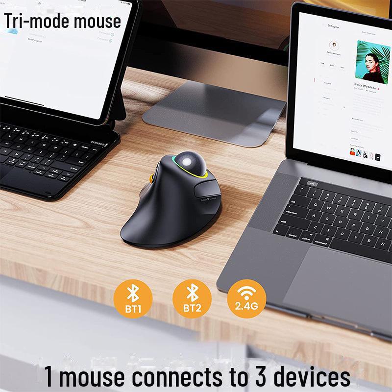 JOMAA перезаряжаемая 2.4G беспроводная Bluetooth двухрежимная светящаяся трекбольная мышь для офиса и рисования