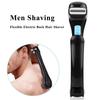 Foldable Electric Men's Back Shaver Replaceable Blades 180 Degree Rotation Long Handle Hair Removal Tool