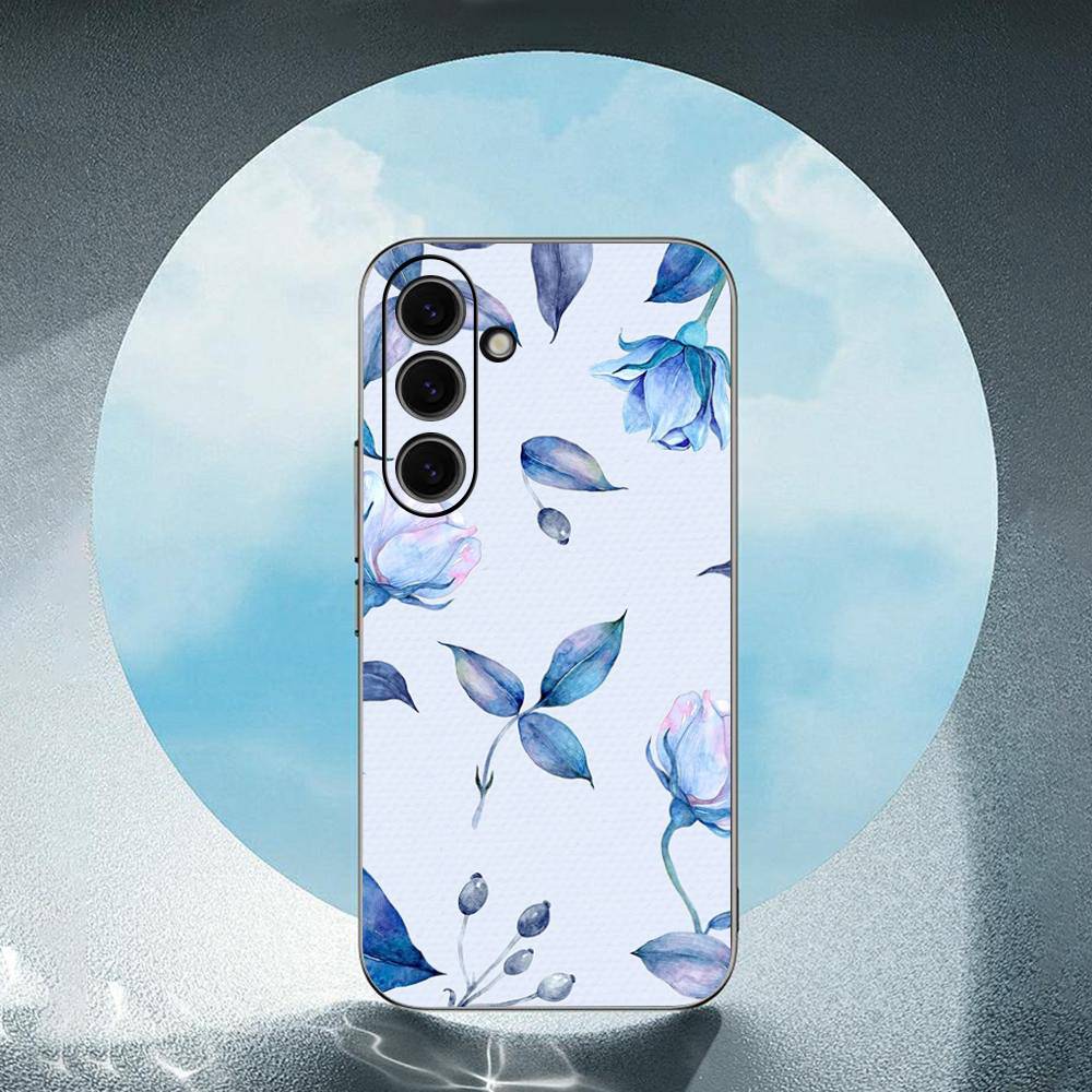Blue Rose Art For Samsung Galaxy S23 S24 S25 Ultra S22 Plus S21 Black Soft Case Waterproof Soft Case
