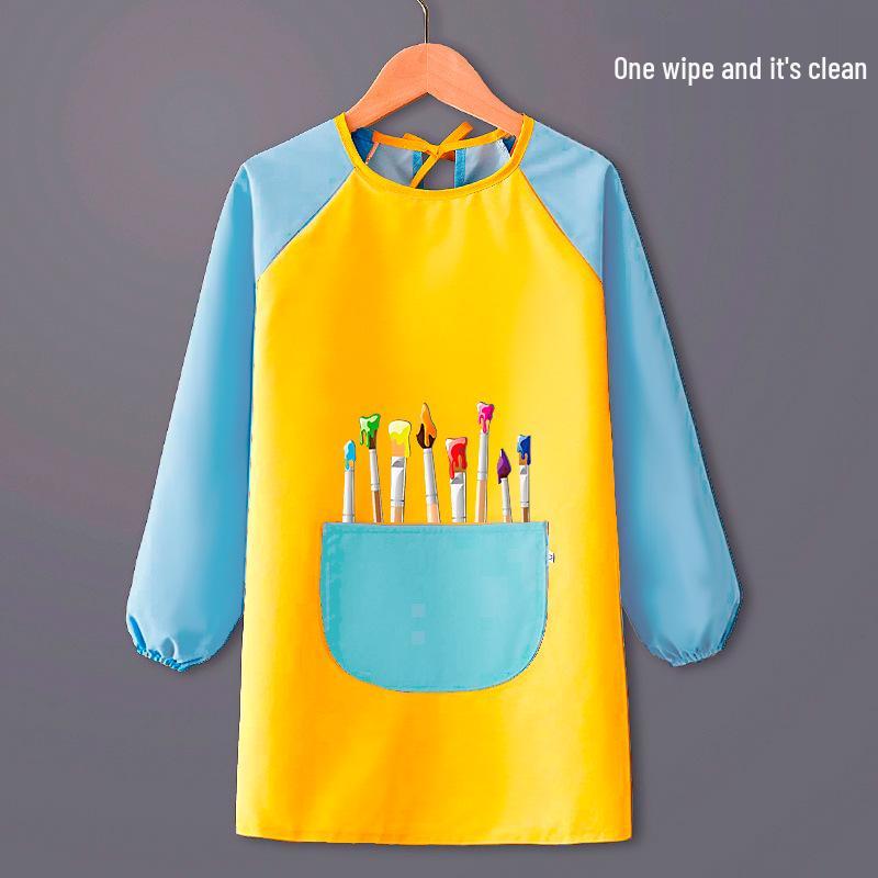 Kids' Waterproof Art Smock with Long Sleeves & Reversible Bib