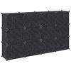 Modular Shelf System with 12 Cubes and Doors Black PP
