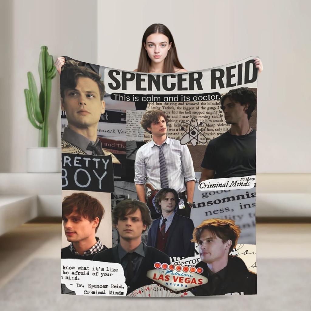 Criminal Minds Spencer Reid  Blanket  Camping Flannel Throw Blanket For Living Room Soft Custom DIY Quality Bedspread