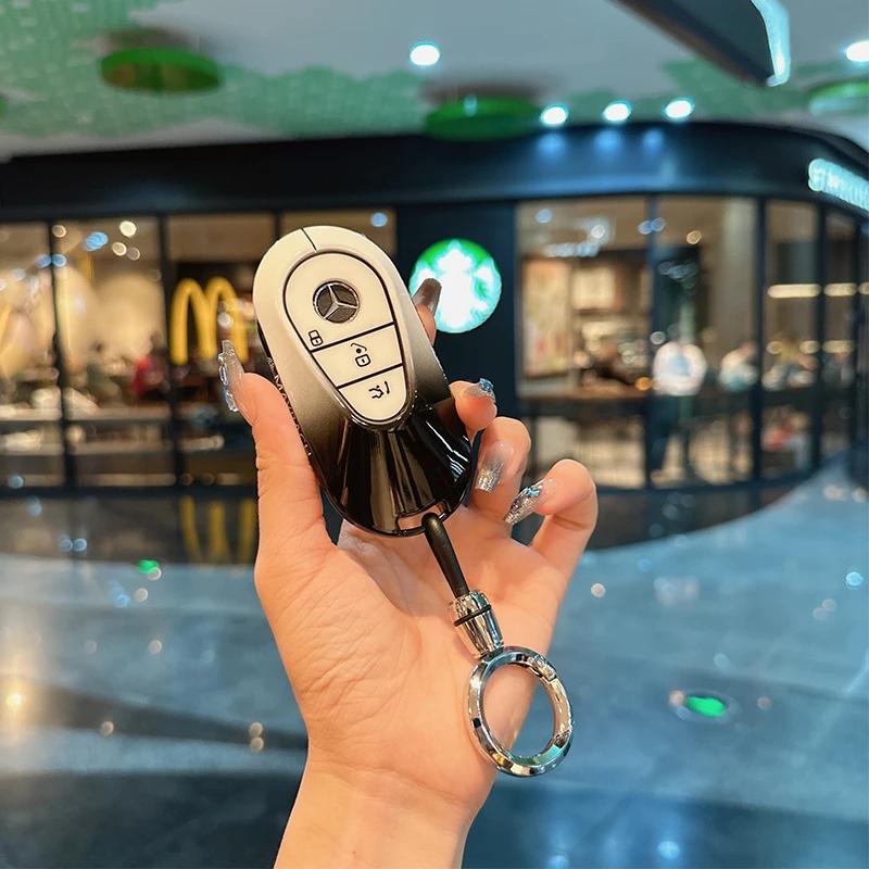 Car Key Case Cover Protection Shell Keychain For Mercedes Benz 2022 C S Class W206 W223 S350 C260 C300 S400 S450 S500 KJ1