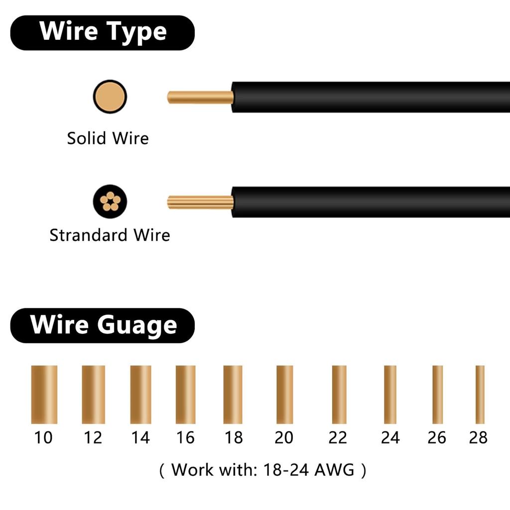 10pcs T Type 1 Pin Low Voltage Wire Connector, Quick Solderless Wire Splice Connector, T Tap Wire Connectors, No Stripping