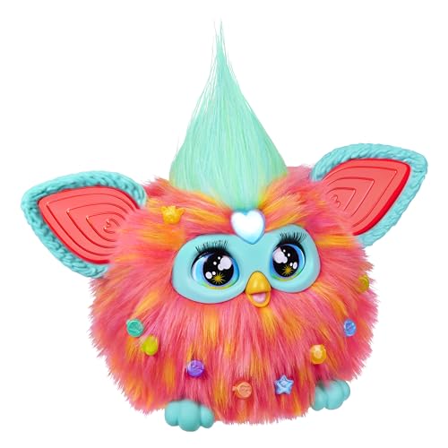 Hasbro Furby Коралловый Интерактивная игрушка, реагирующая на голос, для мальчиков и девочек от 6 лет, поставляется с 15 модными аксессуарами, Аниматронная электрическая плюшевая игрушка для