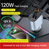 120W Super Fast Charging 4 IN 1 Retractable Car Charger USB C Cable For IPhone Huawei Samsung Cigarette Lighter Adapter PD QC3.0