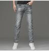 Мужские узкие прямые джинсы в стиле ретро серого цвета — плотные и стильные для осени/зимы
