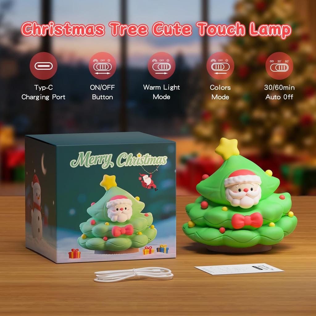 Christmas Tree Night Tabletop Mini Silicone RGB Light with USB Stylish Mood Ambient Christmas Christmas Christmas Gift Light, Tree, Touch-Activated