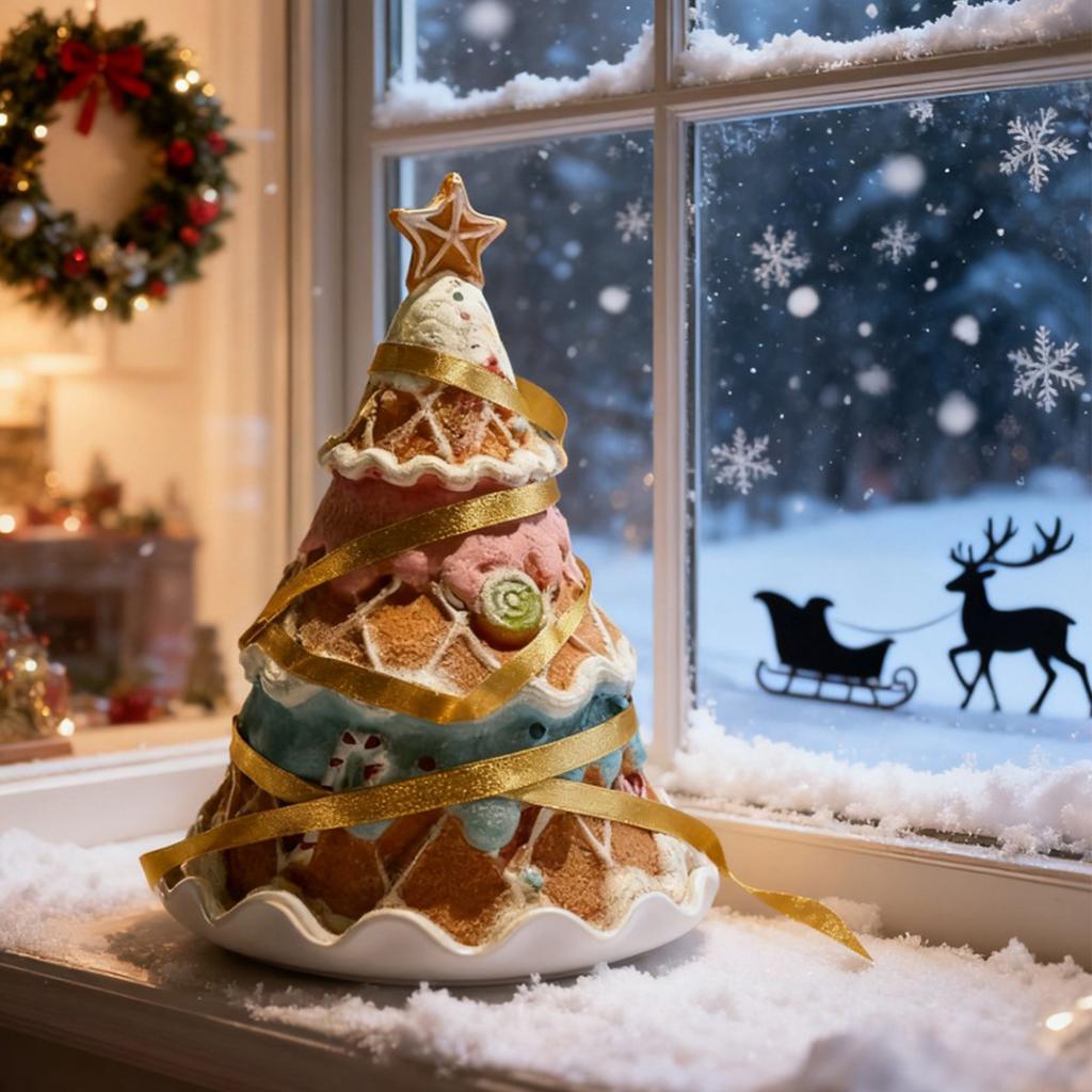 Small Christmas Tree Desktop Ornaments Scene Arrangement