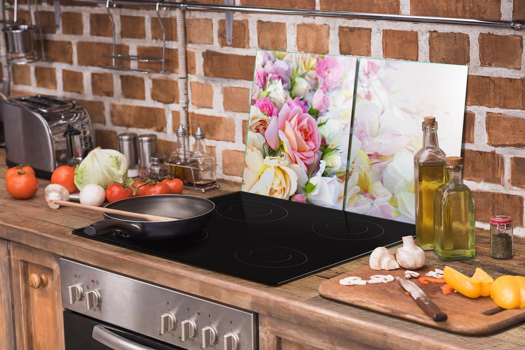 Glass protective plate for the stove 2x45x52 Flower
