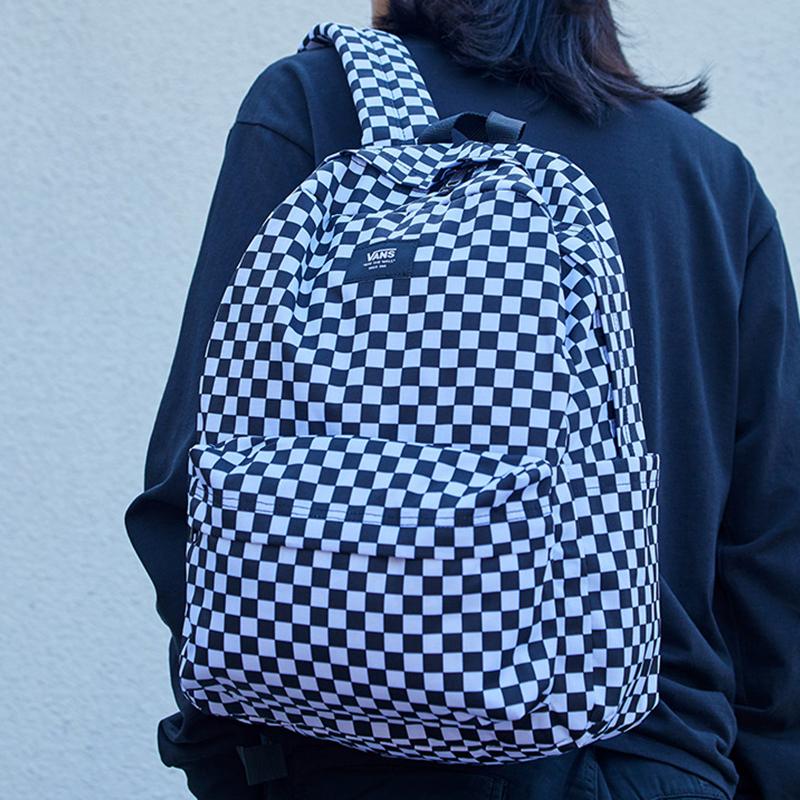 Vans Классический рюкзак на молнии с логотипом в виде шахматной доски, унисекс, черный, белый VN0A5KI1Y28