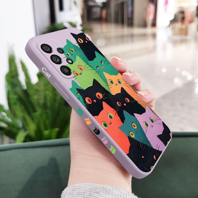Красочный чехол-кошка для Samsung Galaxy A73 A53 A33 A23 A13 A03 A72 A52 A52S A32 A22 A12 A02 A02S A71 A51 A31 A21S 4G 5G