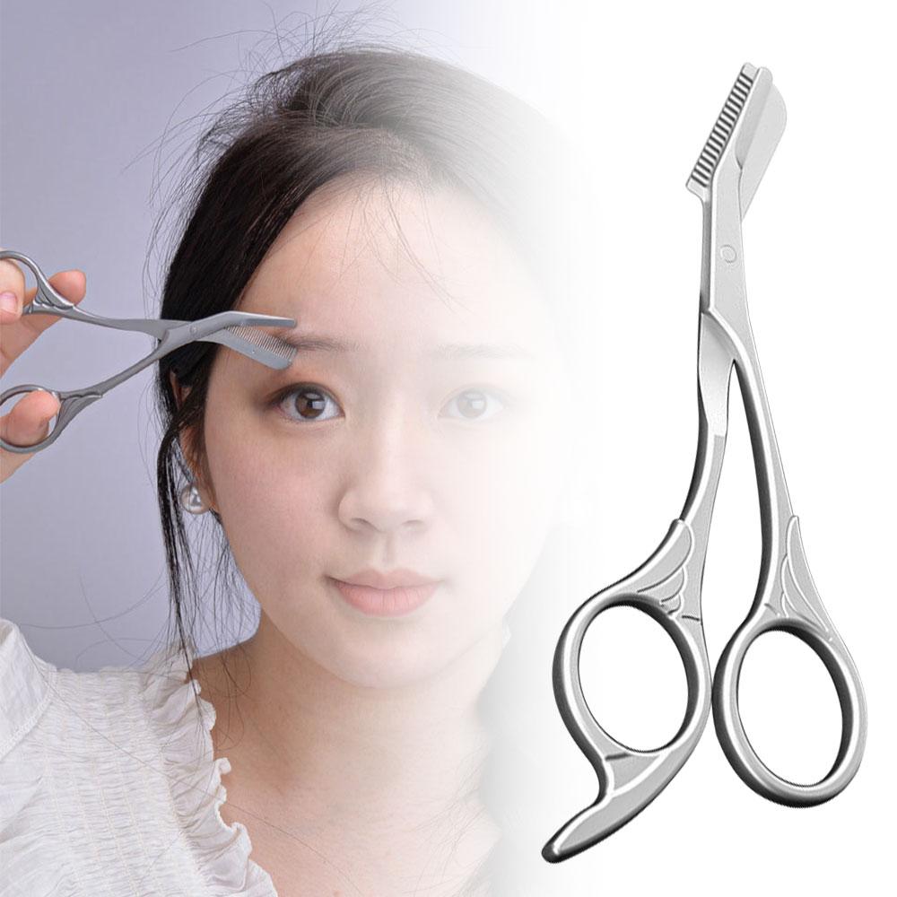 Professional Stainless Steel Eyebrow Trimmer Scissor With Comb For Women Beauty Eyebrow Shaver Makeup Tools