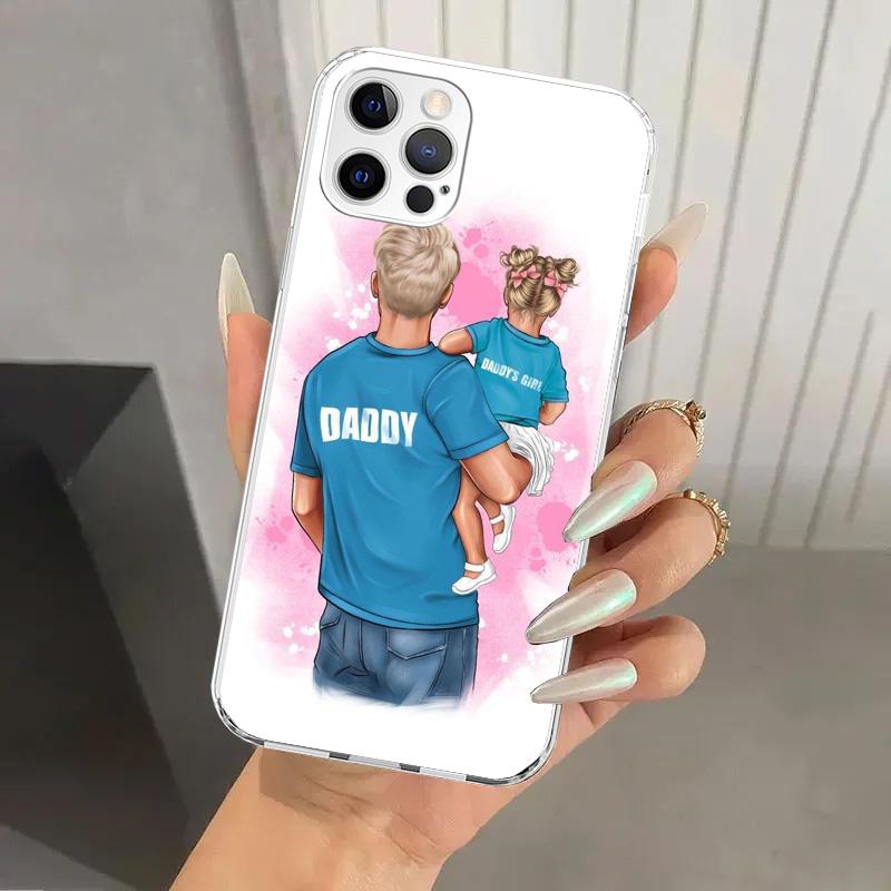 Чехол для телефона "Папа и девочка/мальчик" для iPhone 17 Air 16 15 Plus 14 13 Mini 12 11 Pro Max 16E 7 8 SE 2020 Мягкий чехол-накладка с принтом 17