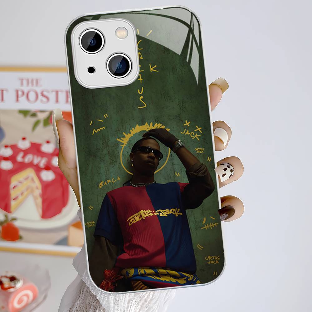 Чехол из закаленного стекла с изображением Трэвиса Скотта для iPhone 14 13 12 Mini 11 Pro XS Max X XR 14 Plus