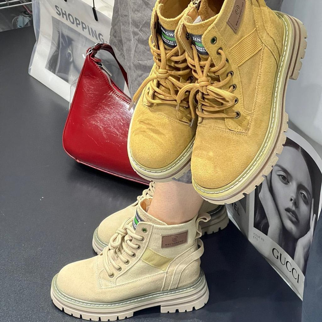 Женские ботинки Мартина 2025 новые ретро рабочие дезерты ревень весна и лето одинарные ботинки на толстой подошве уличные взрывные короткие ботинки