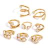 Stainless Steel Zircon Ring Shiny 18K Golden Plated Ring Line Design Cubic Zirconia Ring  Party