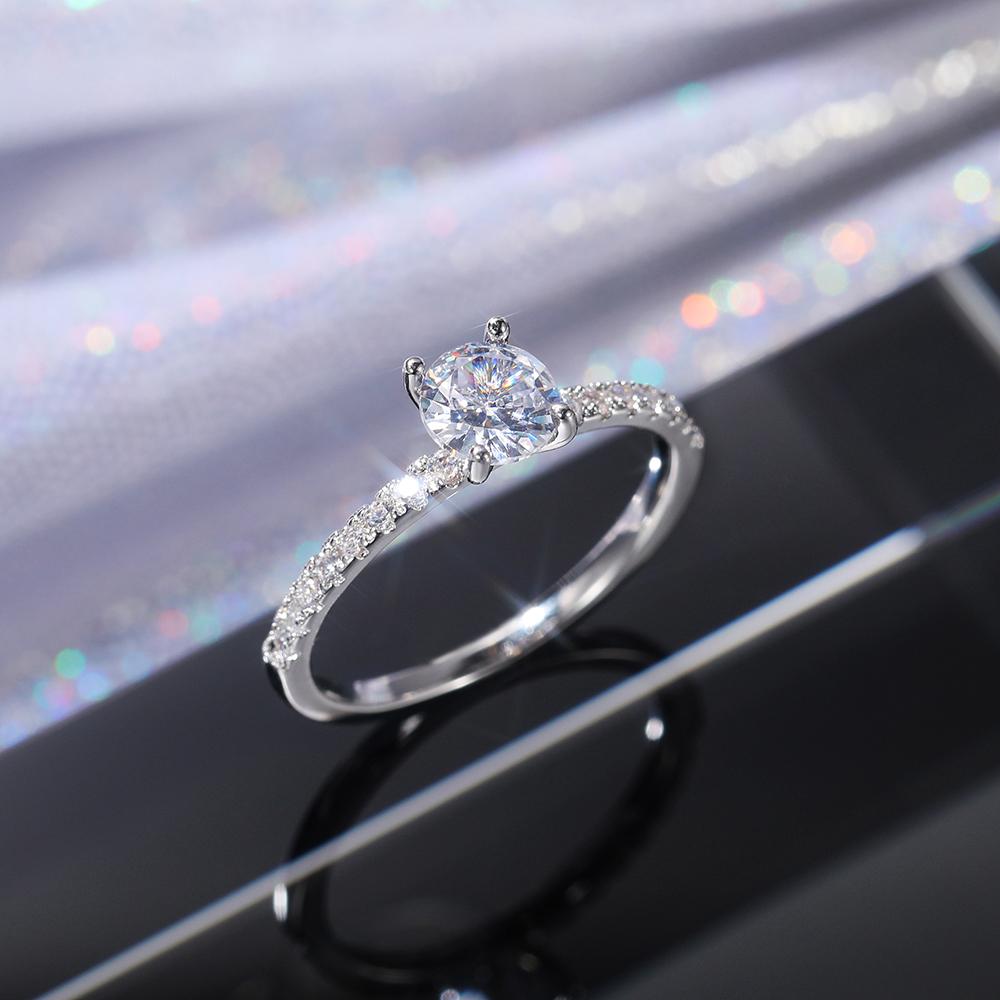 Huitan Wedding Band Eternity Rings Women Brilliant Round Zirconia Luxury Engagement Rings Thin Elegant Female Zircon Drop Ship