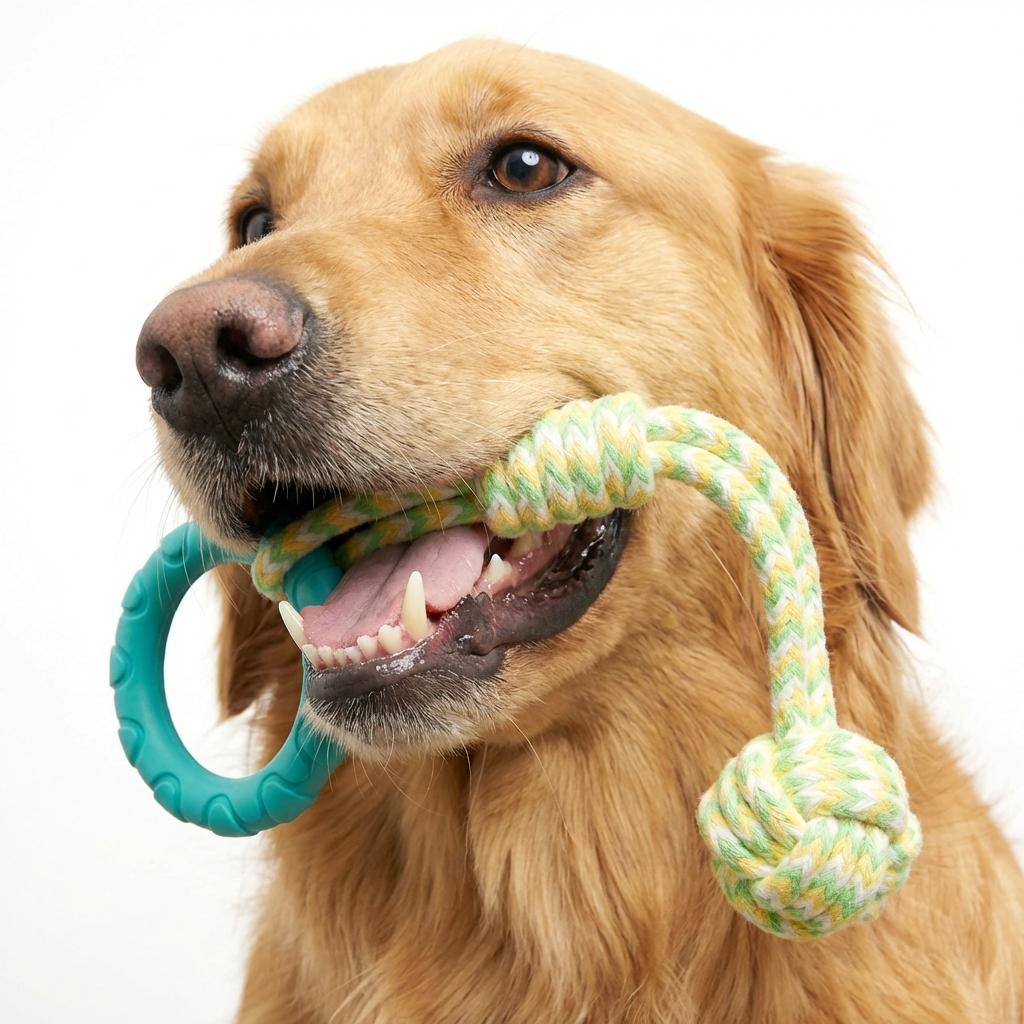 Factory Supply TPR Chew Ring and Rope Tug Dog Toy, Durable Interactive Puppy Teething Chew Aggressive Chewers