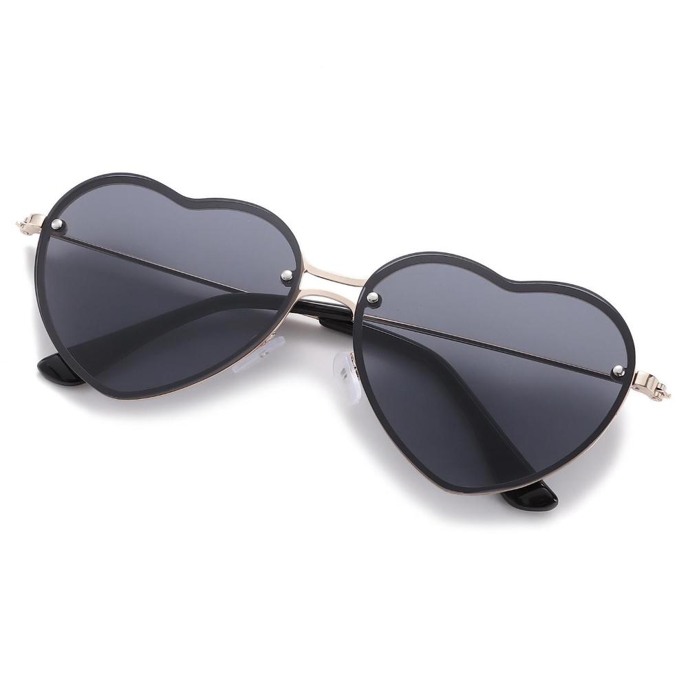 Солнцезащитные очки для выпускного вечера с защитой от ультрафиолета на Хэллоуин в форме сердца без оправы розовые солнцезащитные очки в стиле хиппи