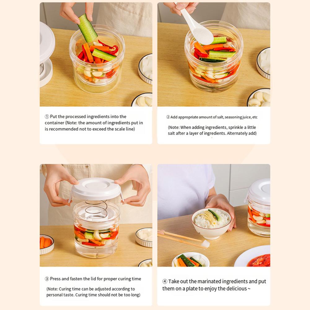 Герметичная банка для солений с нажимной крышкой и стальной пружиной, обезвоживатель овощей, многоразовый контейнер для солений, для оливок, огурцов