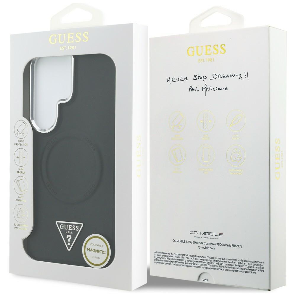 Guess Embossed Ring Triangle Logo MagSafe Case for Samsung Galaxy S26 Ultra Black