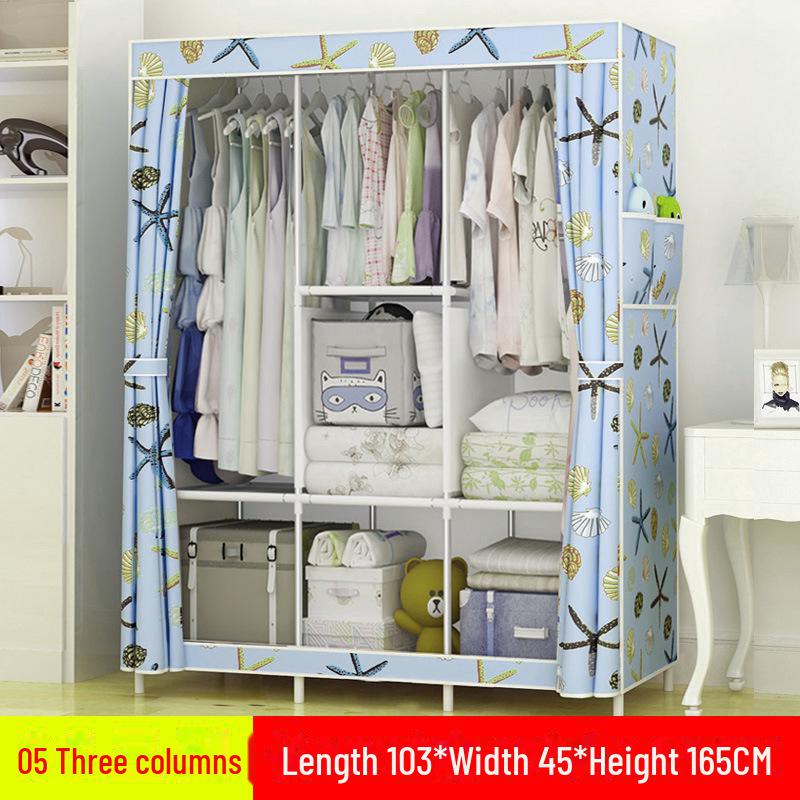 Простой складной шкаф из нетканого материала с защитой от пыли, стальной рамой и вешалкой