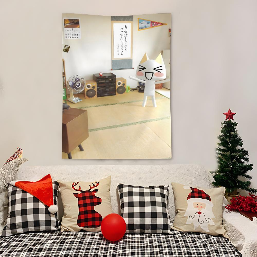 Inoue Toro CUTE Cat Anime Tapestry Decoration Art Microfiber Background For Bedroom Living Bar Garden Outdoor Festival