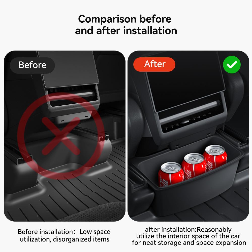 YZ For Tesla Model 3 Y Highland Juniper 2025 Rear Seat Storage Box Organizer Center Console Bins Backseat Trash Can Garbage Bag