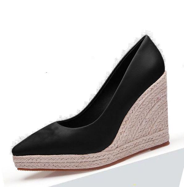 Женские эспадрильи на танкетке платформе с острым носком женские туфли на высоком каблуке для вечеринки свадьбы комфортные повседневные
