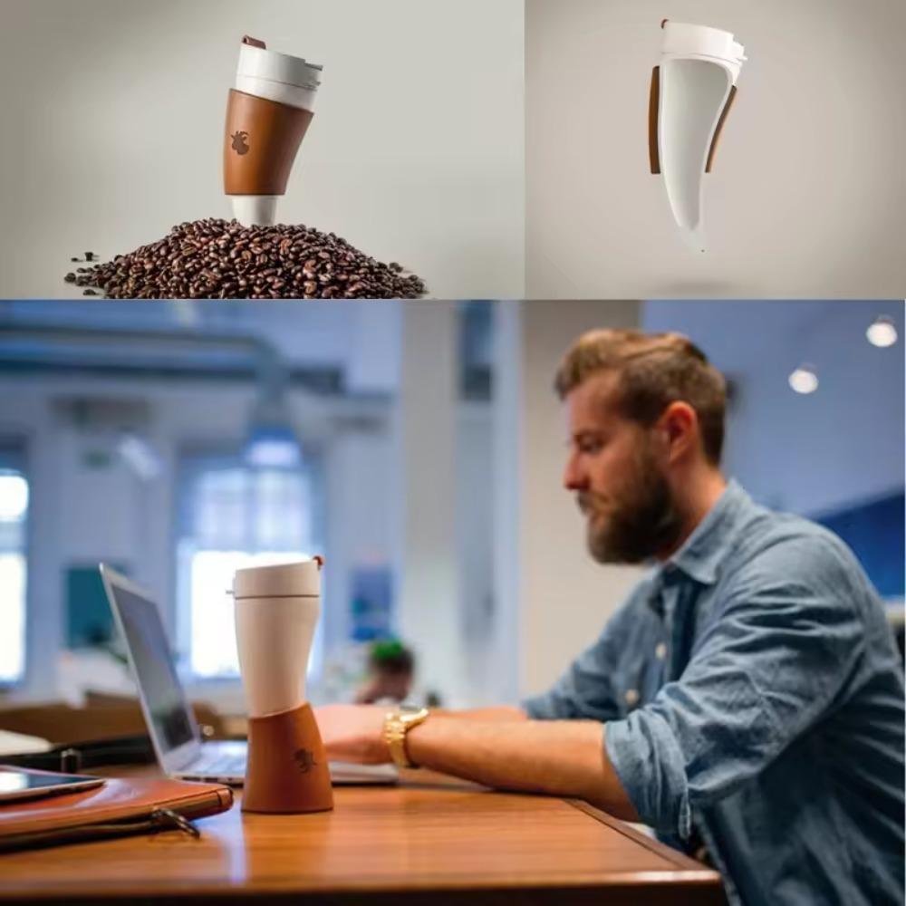 Faux Leather Strap Goat Horns Coffee Mug 230ml Water Bottle Portable Drinking Cup  Student