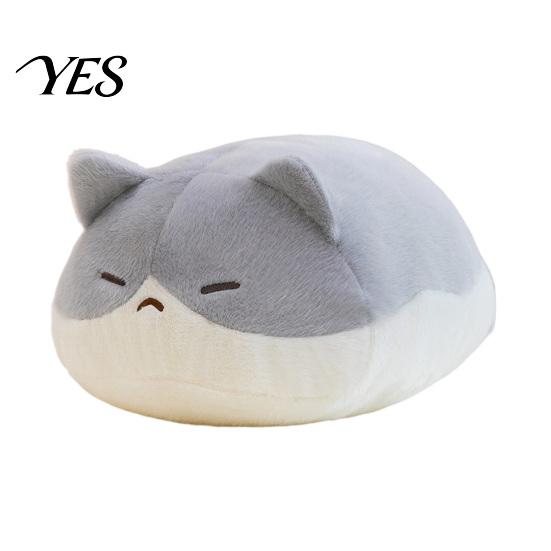Kids Safe Stuffed Animal Lying Down Cat Plush Pillow, Soft Kitten Doll, Cute Non-toxic Toy Sleeping Plushie for Bedroom, Cuddle Gift Girls Detailed